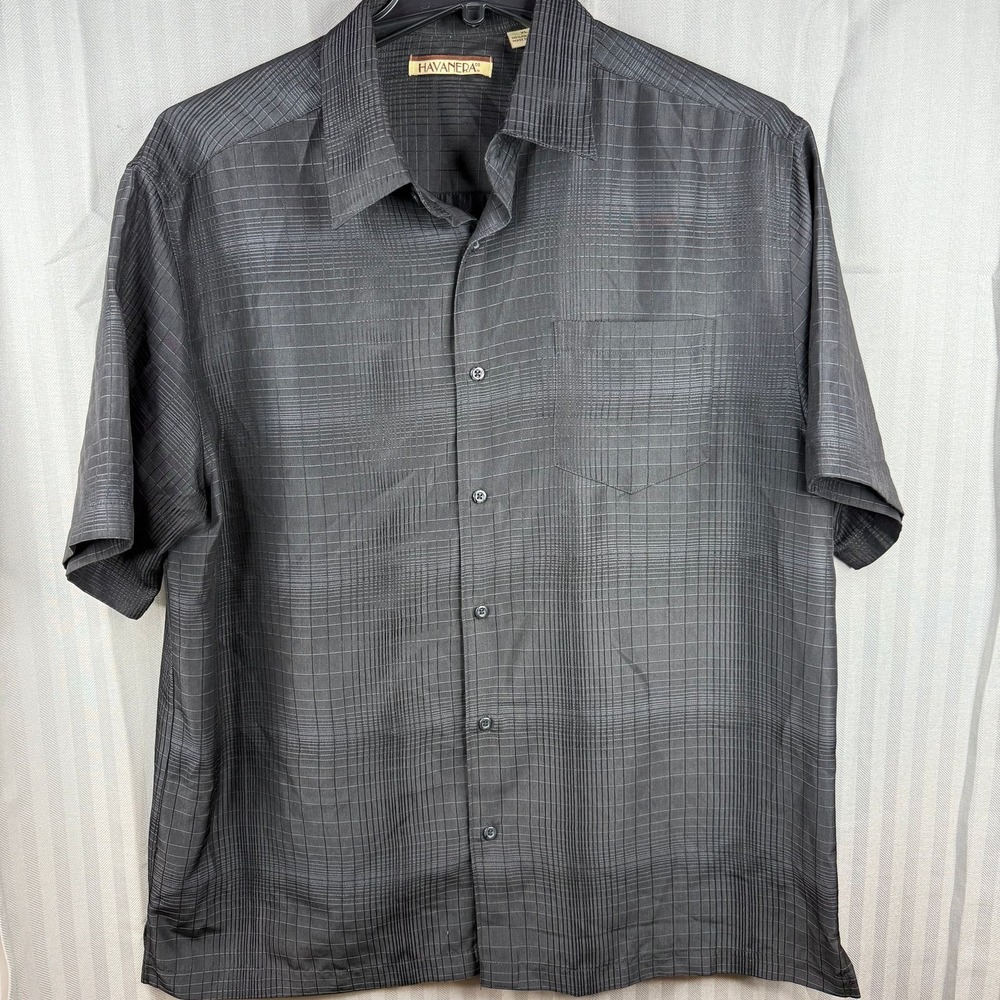 Havanera Men's Black Short Sleeve Button-Down Shirt XL
